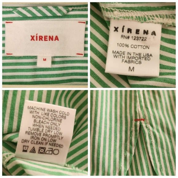 Xirena Marlowe Green White Clover Collared Stripe Shirt Dress Maxi Long M Cotton - Picture 13 of 13